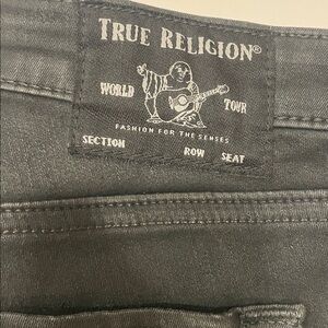 True Religion Women’s Black Slim Jeans - Signature Label with a Halle SN Coating